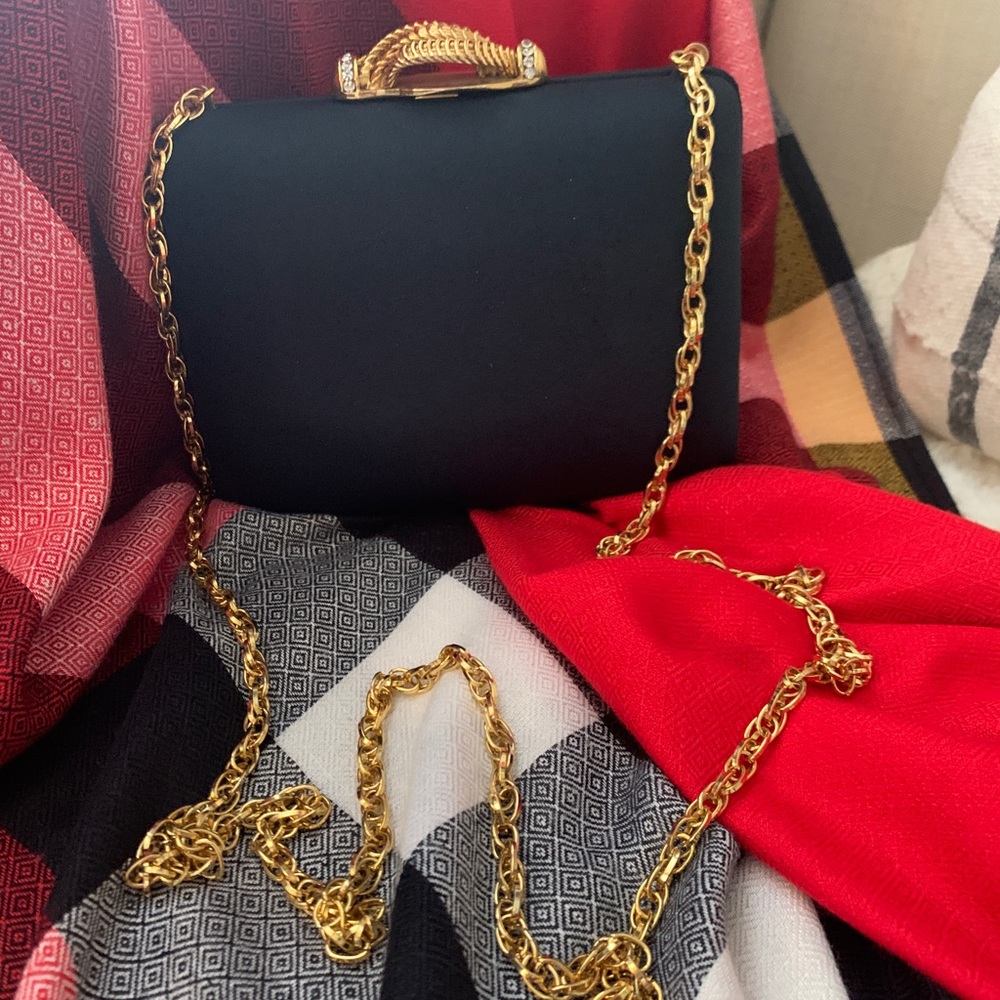 RODO Clamshell Evening Clutch Black Silk